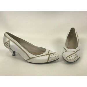 Selby Comfort Flex Heels Womens Size 6.5 B/2A White Gold Shoes